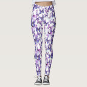 Girly Purple Butterflies Whimsical Patterned Leggings (Vorderseite)