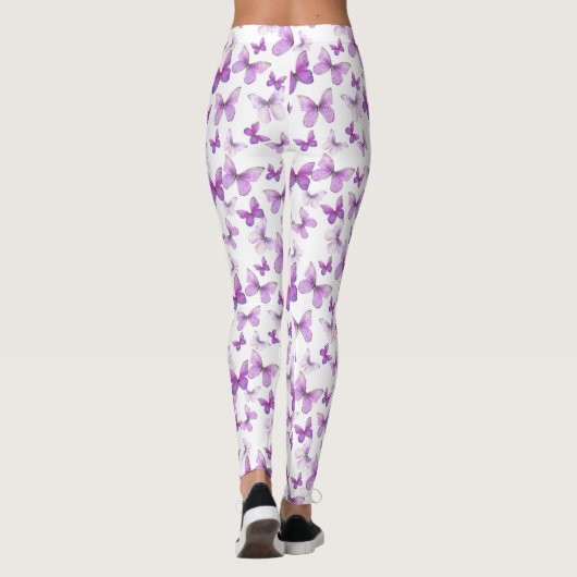Girly purple butterfly whimsical patterned leggings (Rückseite)