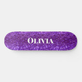 Girly Purple Glitter Glam Bling Modern Skateboard (Horizontal)