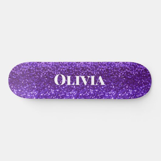 Girly Purple Glitter Glam Bling Modern Skateboard (Horizontal)