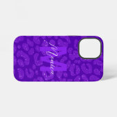 Girly Purple Glitter Monogram Script Name iPhone Hülle (Rückseite (Horizontal))