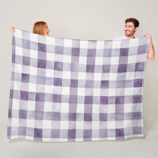 Girly Purple White Plaid Stripes Fleecedecke (Beispiel)