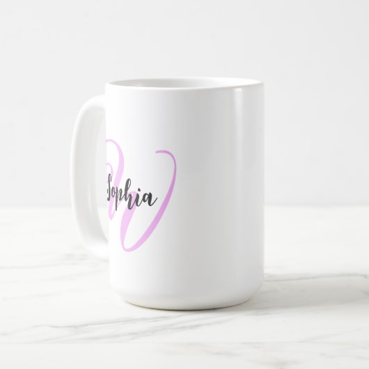 Girly Quote mit moderner Monogram Initial & Name Kaffeetasse (Vorderseite Links)