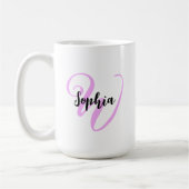 Girly Quote mit moderner Monogram Initial & Name Kaffeetasse (Links)