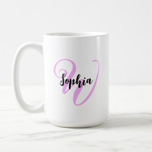 Girly Quote mit moderner Monogram Initial & Name Kaffeetasse (Links)