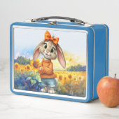 Girly rabbit sunflower field  metall brotdose (Beispiel)