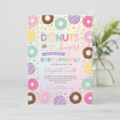 Girly Rainbow Donuts Diapers Baby Sprinkle Dusche Einladung (Stehend Vorderseite)