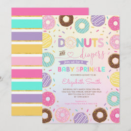 Girly Rainbow Donuts Diapers Baby Sprinkle Dusche Einladung