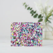 Girly Rainbow Faux Sequins Bling Postkarte (Stehend Vorderseite)