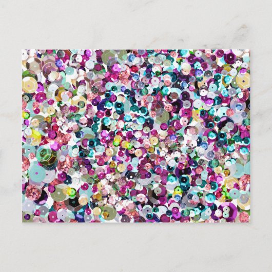 Girly Rainbow Faux Sequins Bling Postkarte (Vorderseite)