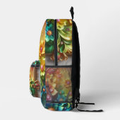 Girly Rainbow Flowers with Glitter Drips Backpack Bedruckter Rucksack (Rechts)