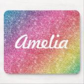 Girly Rainbow Glitzer Monogram Name Mouse Pad Mousepad (Vorne)