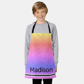 Girly Rainbow Glitzer Sparkle Personalisiert Kids Schürze (Getragen)