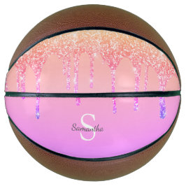 Girly Rainbow Glitzer Sparkle Tropfens Monogram Na Basketball