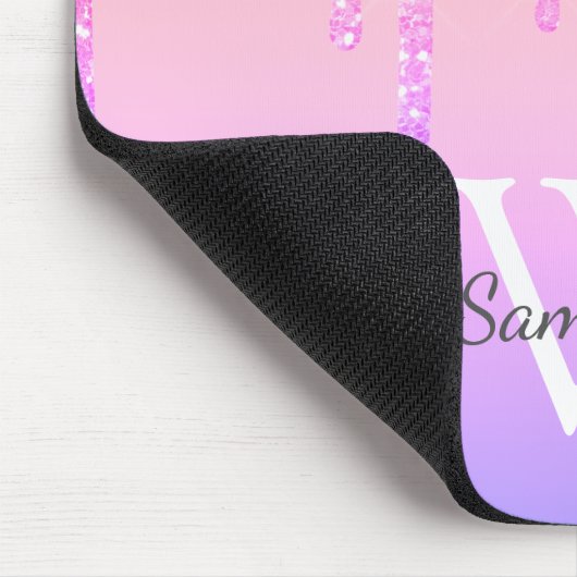 Girly Rainbow Glitzer Sparkle Tropfens Monogram Na Mousepad (Ecke)