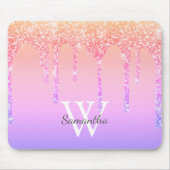 Girly Rainbow Glitzer Sparkle Tropfens Monogram Na Mousepad (Vorne)