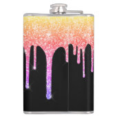 Girly Rainbow Glitzer Tropfen Sparkle Monogram Flachmann (Rückseite)