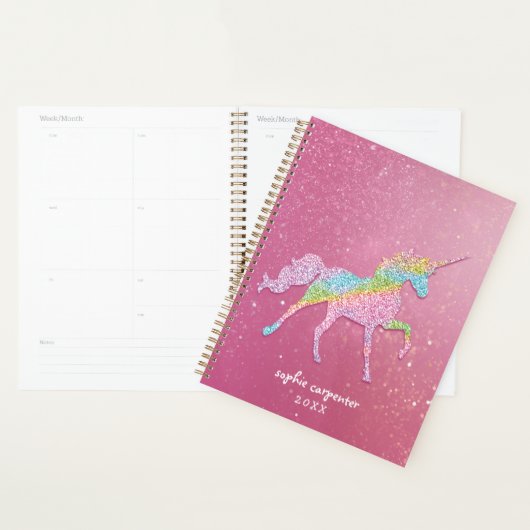Girly Rainbow Glitzer Unicorn Planner Planer (Anzeige)