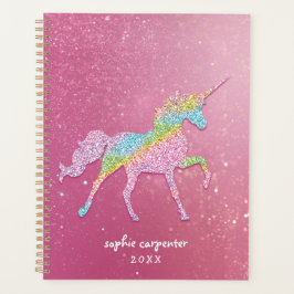 Girly Rainbow Glitzer Unicorn Planner Planer