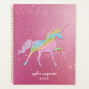 Girly Rainbow Glitzer Unicorn Planner Planer