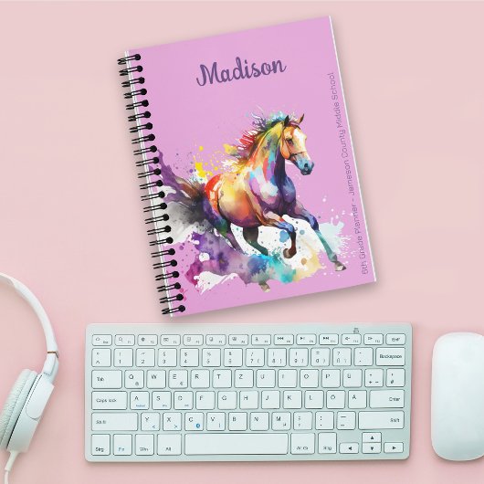 Girly Rainbow Horse Lila Individuelle Name Planer
