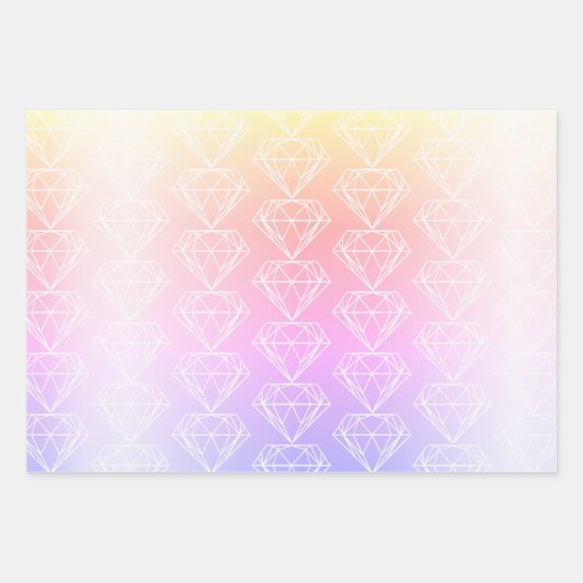 Girly Rainbow Ombre Diamond Silhouette Pattern Geschenkpapier Set (Vorderseite)