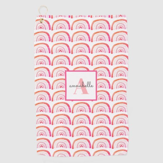 Girly Rainbow Pattern Golfhandtuch (Vorderseite)