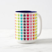 Girly Rainbow Stars Zweifarbige Tasse (VorderseiteRechts)