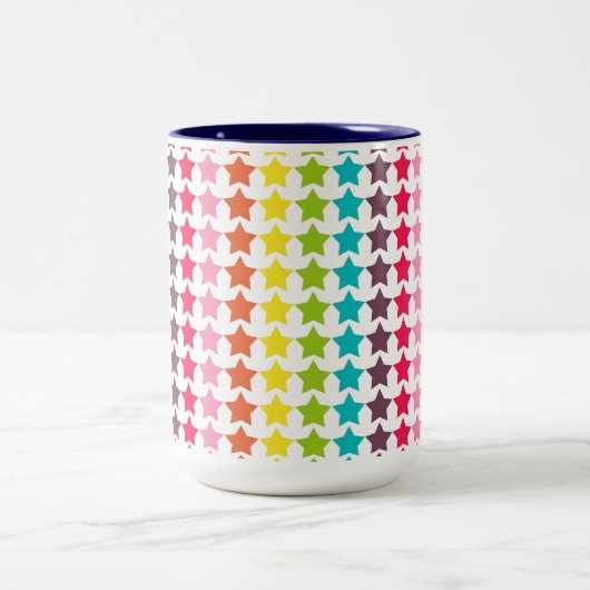Girly Rainbow Stars Zweifarbige Tasse (Mittel)