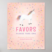Girly Rainbow Unicorn Birthday Favor Sign Poster (Vorne)