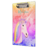 Girly Rainbow Unicorn Magical Fun Wasserfarbname Klemmbrett (Links)