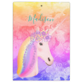 Girly Rainbow Unicorn Magical Fun Wasserfarbname Klemmbrett (Rückseite)