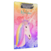 Girly Rainbow Unicorn Magical Fun Wasserfarbname Klemmbrett (Rechts)