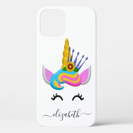 Girly Rainbow Unicorn Name Case-Mate iPhone Hülle (Rückseite)