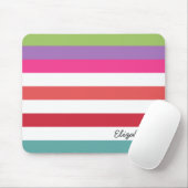 Girly-Rainbow-weite horizontale Streifen mit Namen Mousepad (Mit Mouse)