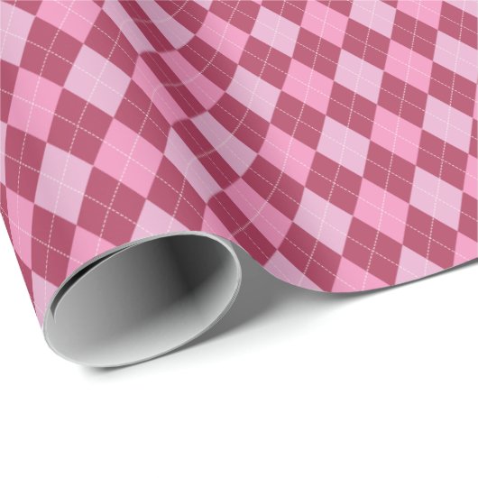 Girly Raspberry and Pink Small Raute Pattern Geschenkpapier (Rolleneckpunkt)