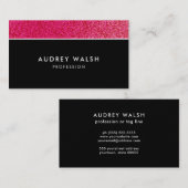 Girly Raspberry Black Glitzer Luxus beruflich Visitenkarte (Vorne/Hinten)