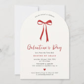 Girly Red Bow Galentine Einladung (Vorderseite)