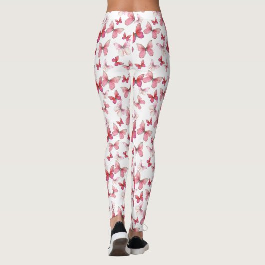 Girly red butterfly whimsical patterned leggings (Rückseite)