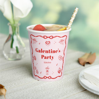 Girly Red Coquette Galentine's Party Pappbecher