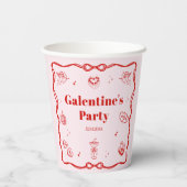 Girly Red Coquette Galentine's Party Pappbecher (Rückseite)