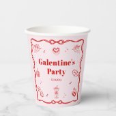 Girly Red Coquette Galentine's Party Pappbecher (Vorderseite)