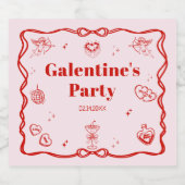 Girly Red Coquette Galentine's  Party Schaumweinetikett (Einzelnes Label)