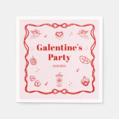 Girly Red Coquette Galentine's Party Serviette (Vorderseite)