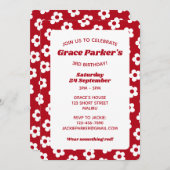 Girly Red Daisy Pattern 3. Geburtstag Party Einladung (Vorne/Hinten)