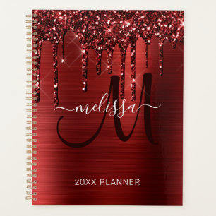 Girly Red Dripping Glitzer Brushed Metal 2022 Planer