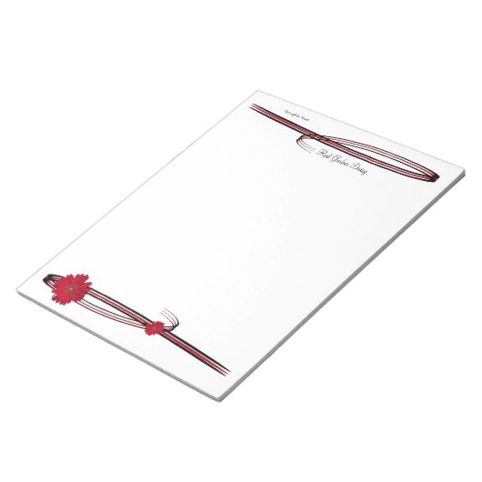 Girly Red Gerber Daisy Fotos Blühte Borders Notizblock (angewinkelt)