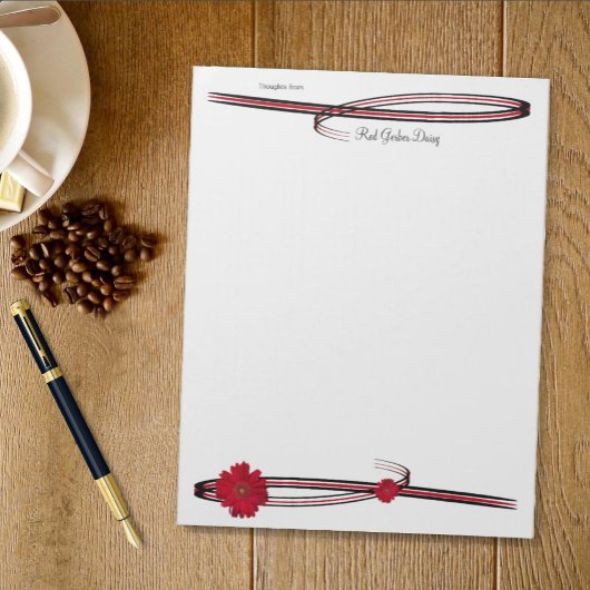 Girly Red Gerber Daisy Fotos Blühte Borders Notizblock