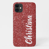 Girly Red Glitzer Name Personalisiert Case-Mate iPhone Hülle (Rückseite)