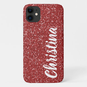 Girly Red Glitzer Name Personalisiert Case-Mate iPhone Hülle